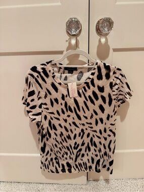 Sanctuary Beige and Black Animal Print Short Sleeve Tee
